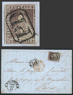 ITALY: Entire Letter Sent From Firenze To Paris On 22/SE/1855, Franked By Sc.8 Of Toscana (3 Margins), Framed "PD", With - Non Classés