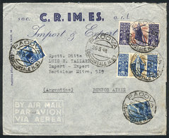 ITALY: Airmail Cover Sent From Padova To Argentina On 26/MAR/1948, Franked With 345L. Including The SANTA CATERINA Airma - Sin Clasificación
