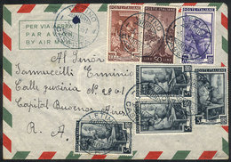 ITALY: Airmail Cover Sent From Letino To Argentina On 5/JA/1951 Franked With 190L., Combining 50L. Of Democratica Issue  - Ohne Zuordnung