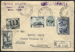 ITALY: Registered Cover Sent From Roma To Argentina On 3/FE/1953 Franked By Sassone 701 + Other Values, Total Postage 12 - Non Classés