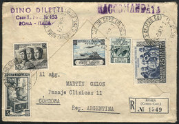 ITALY: Registered Cover Sent From Roma To Argentina On 3/FE/1953 Franked By Sassone 701 + Other Values, Total Postage 12 - Ohne Zuordnung