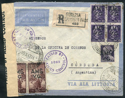 ITALY - VENEZIA GIULIA: Registered Airmail Cover Sent From Gorizia To Argentina On 25/MAR/1947 Franked With 141L., Inclu - Autres & Non Classés