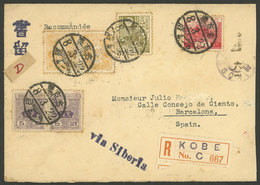 JAPAN: 8/MAR/1933 Kobe - Spain, Registered Cover Franked With 26Sn, On Back Barcelona Arrival For 14/AP, Very Attractive - Altri & Non Classificati