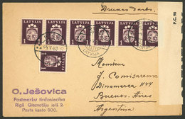 LATVIA: 4/MAY/1940 Riga - Argentina, Cover With Printed Matter, With Allied Censor Label, VF Quality, Rare Destination F - Letonia