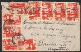 MOROCCO: Airmail Cover Sent From Meknés-Ville Nouvelle To Argentina On 9/OC/1948, Fantastic Postage Of 54Fr., Scarce Des - Altri & Non Classificati