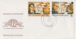 Enveloppe  FDC  1er  Jour   REPUBLIQUE  CENTRAFRICAINE    Grands   Maîtres  Du   JEU   D' ECHECS    1983 - Echecs