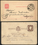 PORTUGAL: 2 Postal Cards Used In 1886 And 1888, The Latter Sent To A German Stamp Dealer, VF Quality! - Autres & Non Classés