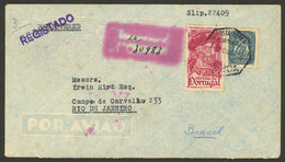 PORTUGAL: 12/OC/1945 Lisboa - Brazil, Registered Airmail Cover Dispatched A Few Days After The End Of World War II Frank - Sonstige & Ohne Zuordnung