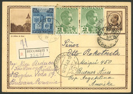 ROMANIA: 12/OC/1940 Bucuresti - Argentina, 6L. Postal Card + Additional Postage (total 26Lei) Sent To Buenos Aires By Re - Autres & Non Classés