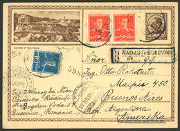 ROMANIA: 12/DE/1940 Radauti-Bucovina - Argentina, 6L. Postal Card + Additional Postage (total 26Lei), Sent To Buenos Air - Altri & Non Classificati