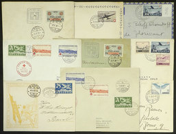 SWITZERLAND: 9 Covers Or Cards Flown Between 1927 And 1947, Including First Flights, Etc., Nice Group! - Other & Unclassified