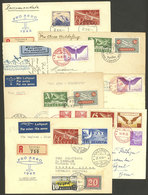 SWITZERLAND: 7 Covers Or Cards Flown Between 1935 And 1946, Very Nice! - Other & Unclassified