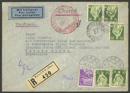 SWITZERLAND: 26/MAY/1936 Basel - Argentina, Registered Airmail Cover Sent By German DLH Franked With 2.60Fr., On Back It - Other & Unclassified