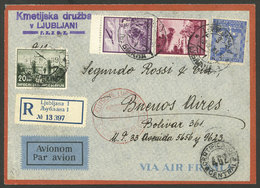 YUGOSLAVIA: 26/AP/1938 Ljubljana - Argentina, Airmail Cover Sent By German DLH Franked With 38D., Excellent Quality! - Autres & Non Classés