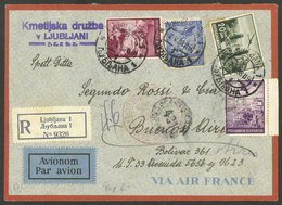 YUGOSLAVIA: 2/MAY/1938 Ljubljana - Argentina, Airmail Cover Sent By German DLH Franked With 38D., VF! - Altri & Non Classificati