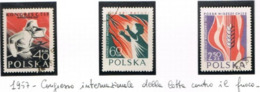 POLONIA (POLAND) - SG 1026.1028 - 1957  INT. FIRE BRIGADES CONFERENCE (COMPLET SET OF 3)  - USED° - RIF. CP - Oblitérés