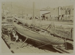 Villefranche-sur-Mer . Le Grand Yacht "Mildred" Sur Cales Avant Les Régates De Cannes . Citrate 1899 . - Old (before 1900)