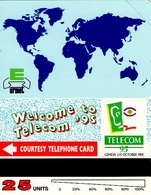 ITALIA. World Map - Telecom Geneva '95. Exhibition Cards. COURTESY. MINT. 5418. (074) - Tests & Services