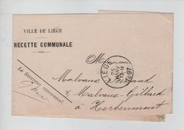 REF475/ Manchon En Franchise Ville De Liège Recette Communale C.Liège 25/1/1897 > Herbeumont C.d'arrivée - Zonder Portkosten
