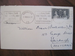 GIBRALTAR 1938 Edinburgh Lettre Enveloppe Cover Colonie Ecosse GB Empire British - Gibilterra