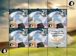 Finland Peterspost Qualifiers For The European Football Championship 2020 (Russia) Sheetlet Of 5 Stamps With Label - Neufs