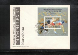 Poland / Polska 1992 Olympic Games Barcelona - Olymphilex Philatelic Exibition FDC - Summer 1992: Barcelona