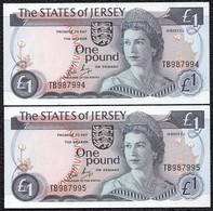 Jersey 1 Pound 1976 UNC Consecutive Serial P-11a - Jersey