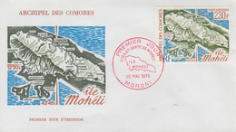 Enveloppe  FDC  1er  Jour   ARCHIPEL  Des  COMORES    Carte  De  L' Ile  MOHELI    1975 - Autres & Non Classés