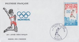 Enveloppe   FDC  1er  Jour   POLYNESIE   Année  Préolympique    Jeux  Olympiques   MONTREAL    1976 - FDC