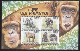 Monkey Monkeys Animals Burundi MNH M/S Of 4 Stamps 2011 - Monkeys