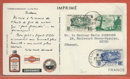 SAINT PIERRE ET MIQUELON CARTE PHARMACEUTIQUE DE 1951 POUR REIMS FRANCE - Storia Postale