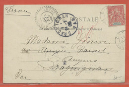 SENEGAL CARTE POSTALE AFFRANCHIE DE 1905 DE DAKAR POUR AMPUS FRANCE - Cartas & Documentos
