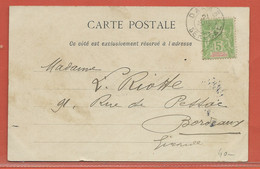 SENEGAL CARTE POSTALE AFFRANCHIE DE 1909 DE DAKAR POUR BORDEAUX FRANCE - Briefe U. Dokumente