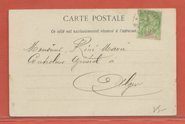 SENEGAL CARTE POSTALE AFFRANCHIE DE 1905 DE SAINT LOUIS POUR ALGER - Storia Postale