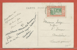 SENEGAL CARTE POSTALE AFFRANCHIE DE 1923 DE DAKAR POUR AUVILLAR FRANCE - Storia Postale