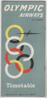 OLYMPIC AIRWAYS 1962 TIMETABLE - Timetables