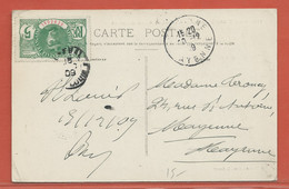 SENEGAL CARTE POSTALE AFFRANCHIE DE 1909 DE SAINT LOUIS POUR MAYENNE FRANCE - Storia Postale