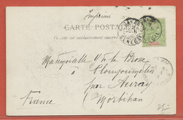 SENEGAL CARTE POSTALE AFFRANCHIE DE 1903 DE DAKAR POUR AURAY FRANCE - Storia Postale