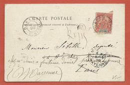 SENEGAL CARTE POSTALE AFFRANCHIE DE 1902 DE DAKAR POUR MAYENNE FRANCE - Storia Postale