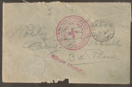 1915 ENVELOPPE DESINFECTEE ?? / HOPITAL DE MONGRE VILLEFRANCE SUR SAONE MILITAIRE HOSPITALISE C168 - Rode Kruis