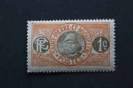 ST PIERRE & MIQUELON 1909 Y&T No 78 1C ROUGE-ORANGE ET BRUN-OLIVE (PECHEUR) NEUF * TB - Unused Stamps