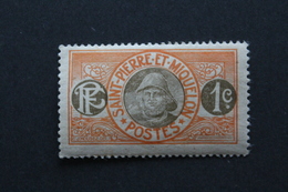 ST PIERRE & MIQUELON 1909 Y&T No 78 1C ROUGE-ORANGE ET BRUN-OLIVE (PECHEUR) NEUF * TB - Nuovi