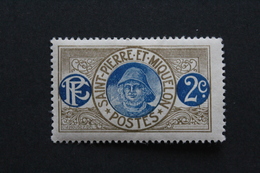 ST PIERRE & MIQUELON 1909 Y&T No 79 2C GRIS-OLIVE ET OUTREMER (PECHEUR) NEUF * (trace De Charnière).. - Unused Stamps