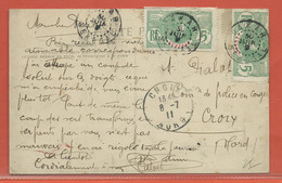 SENEGAL CARTE POSTALE AFFRANCHIE DE 1911 DE DAKAR POUR CROIX FRANCE - Storia Postale