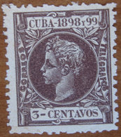 1898 CUBA Reveneu Fiscali Telegrafos Re Alfonso XIII - 3c Usato - Used Stamps