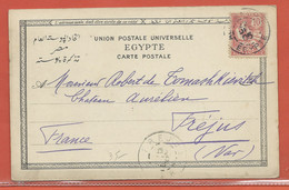 ALEXANDRIE CARTE POSTALE AFFRANCHIE DE 1905 POUR FREJUS FRANCE - Briefe U. Dokumente