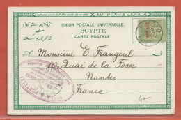 PORT SAID CARTE POSTALE AFFRANCHIE DE 1902 POUR POUR NANTES FRANCE - Lettres & Documents