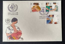 MAC1139-Macau FDC With 3 Stamps - 40th. Anniversary Of W.H.O. - World Health Organisation - Macau - 1988 - FDC