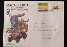 MAC1143 - Macau Envelope With 2 Stamps - Land Raid Macau-Lisboa - Macau - 1988 - FDC