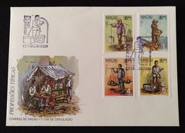 MAC1145-Macau FDC With 4 Stamps - Typical Professions - Macau - 1989 - FDC